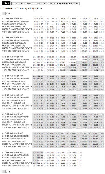 MTA NYC Transit - Q25 College Point schedule | Railfanwindow